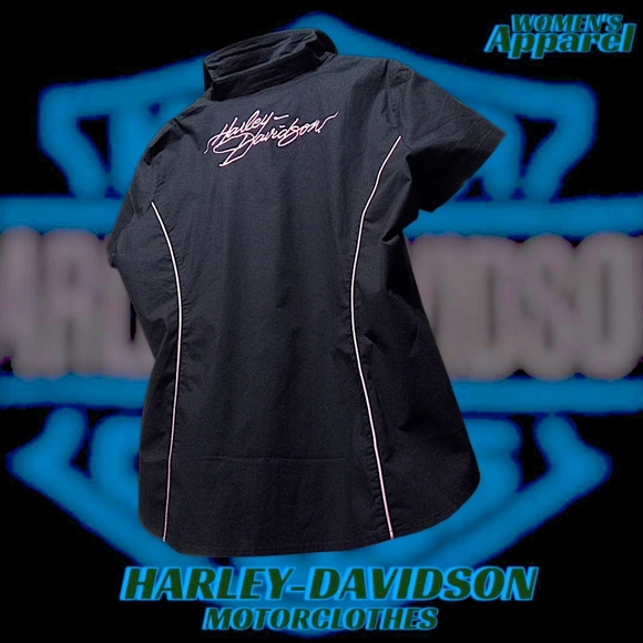 New-Vintage Harley-Davidson Pink Label Zip Front Woven Shirt | Women's 2XL - Picture 6 of 16